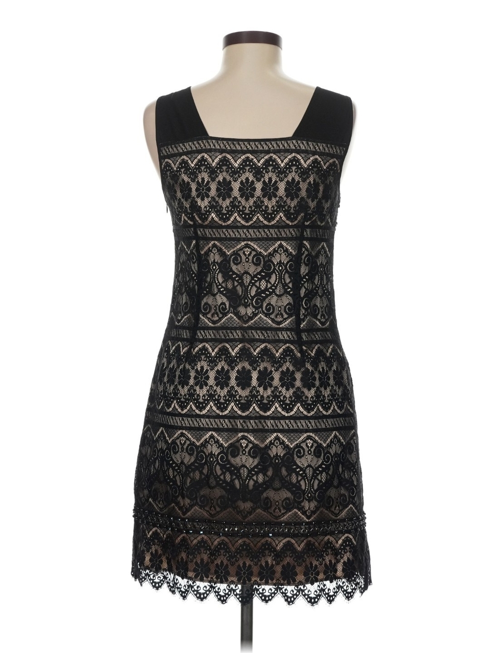 Laundry By Shelli Segal Black Lace Overlay Dress with Nude Underlay - Picture 2 of 14